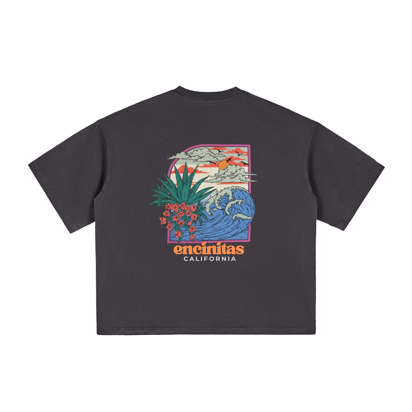 Encinitas postcard boxy tee