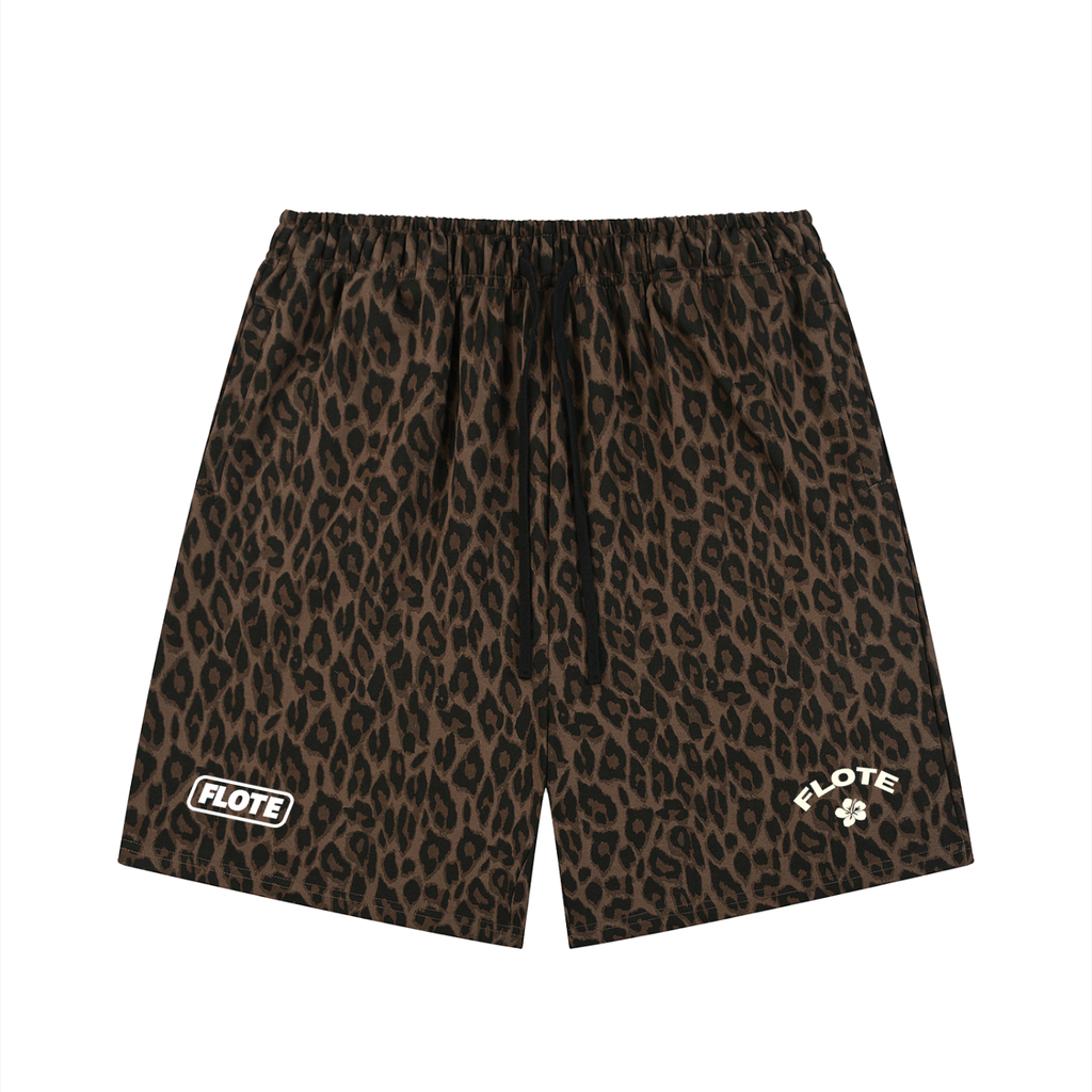 Unisex Heavyweight Leopard Drawstring Shorts