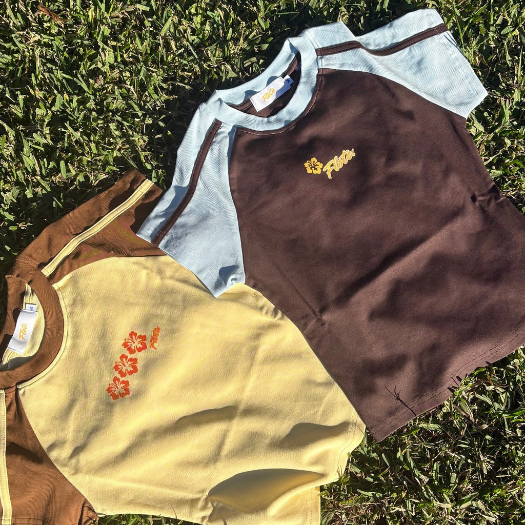 Retro Hibiscus Raglan Tee