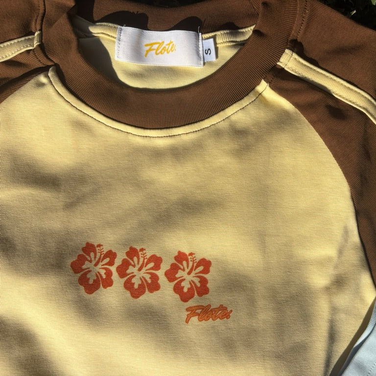 Retro Hibiscus Raglan Tee